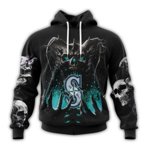 Personalized Seattle Mariners Skull Death All Over Print Hoodie