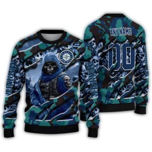 Personalized Seattle Mariners Skull Horde Ugly Christmas Sweater