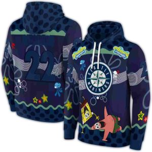 Personalized Seattle Mariners Sponge Bob Patrick Star All Over Print Hoodie