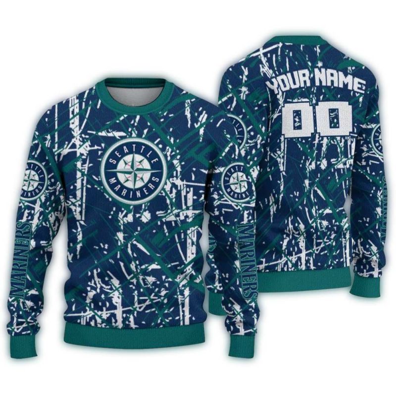 Personalized Seattle Mariners Streak Overlay Ugly Sweater 1