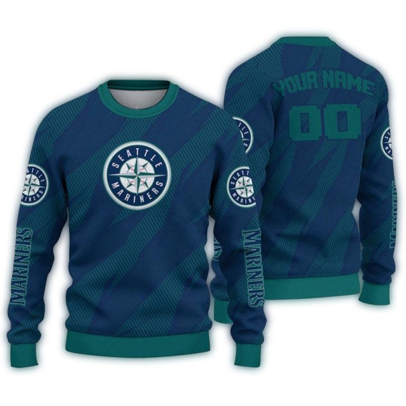 Personalized Seattle Mariners Stripe MotionUgly Sweater 1
