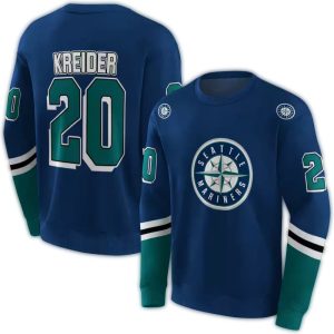 Personalized Seattle Mariners Striped All Over Print Sweatshirt