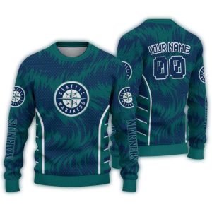 Personalized Seattle Mariners Swirl Flow Holiday Sweater For Fans
