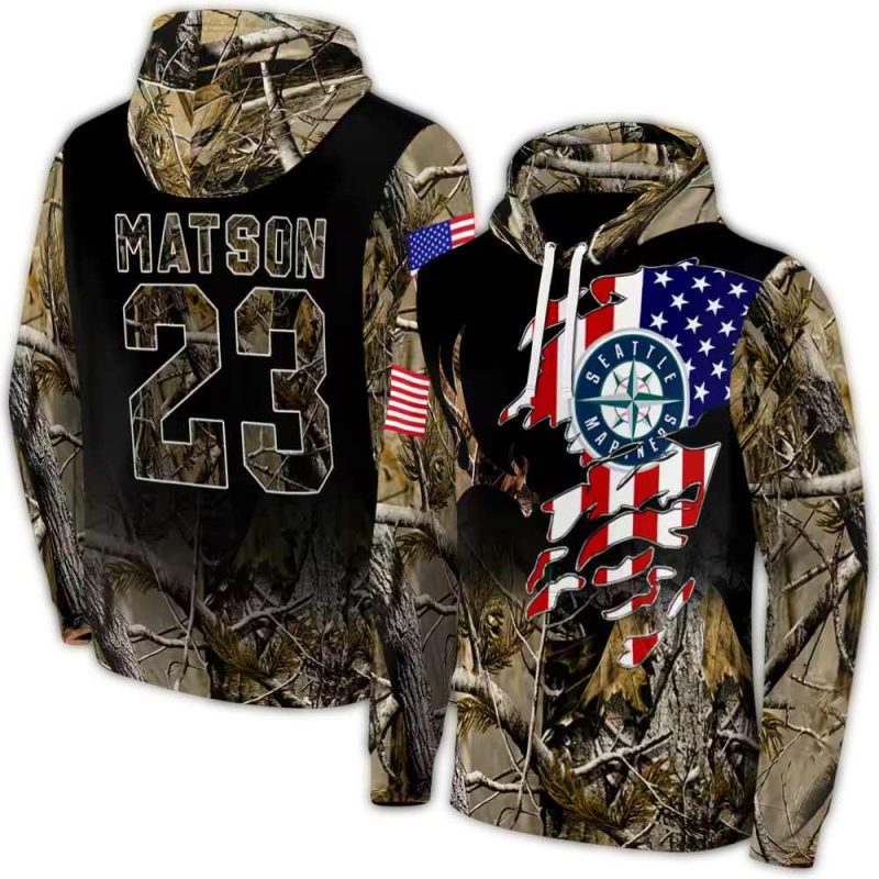 Personalized Seattle Mariners Tree Camo AOP Hoodie 1