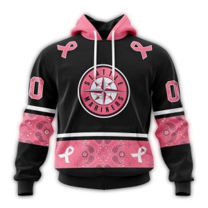 Personalized Seattle Mariners We Wear Pink Breast Cancer All Over Print Hoodie