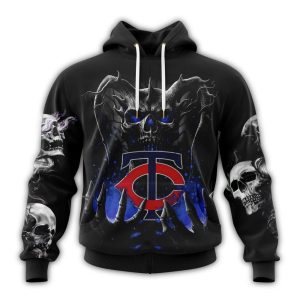 Personalized Skull Hold Logo Minnesota Twins Halloween All-over Print Hoodie