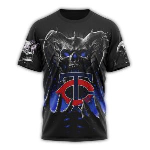 Personalized Skull Hold Logo Minnesota Twins Halloween All-over Print T Shirt