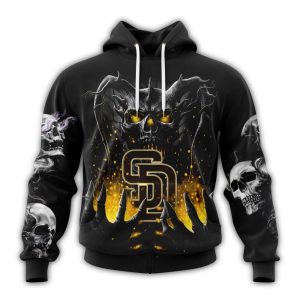 Custom San Diego Padres Skull Logo All Over Print Hoodie