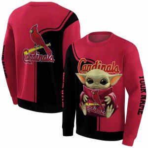 Personalized St Louis Cardinals Baby Yoda All Over Print Sweatshirt