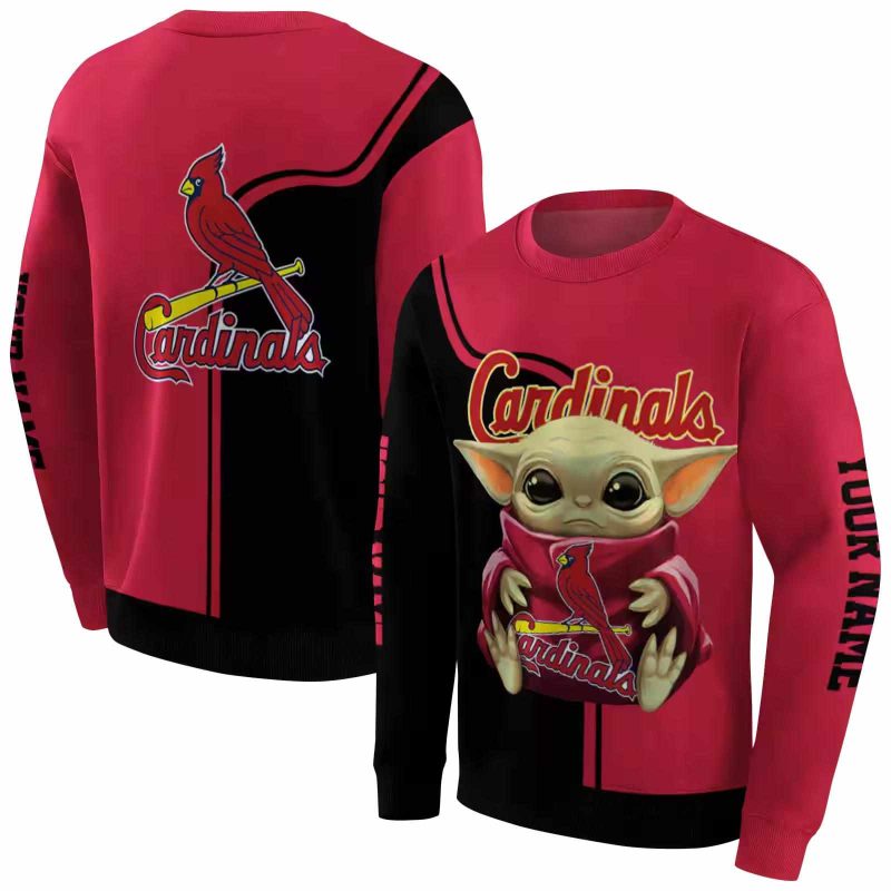 Personalized St Louis Cardinals Baby Yoda AOP Sweatshirt 1
