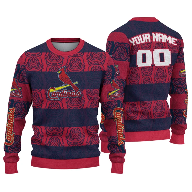 Personalized St Louis Cardinals Bulldog Motif Ugly Sweater 1