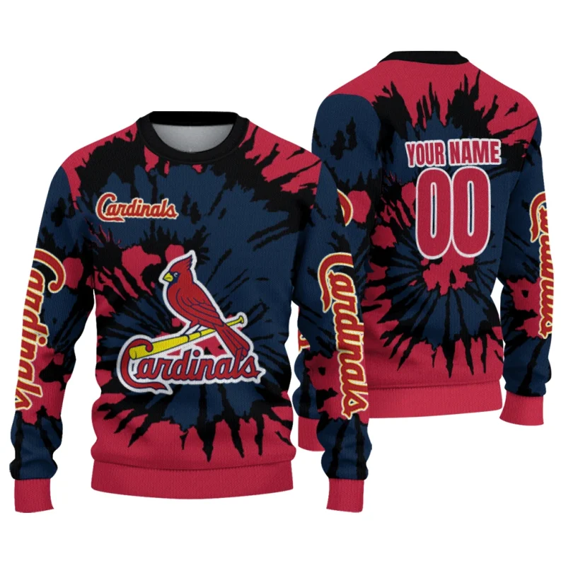 Personalized St Louis Cardinals Burst Swirl Ugly Sweater 1