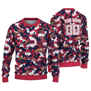 Personalized St Louis Cardinals Camouflage Ugly Christmas Sweater