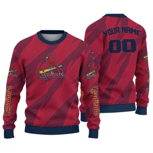 Personalized St Louis Cardinals Stripe Motion Ugly Sweater For Fans