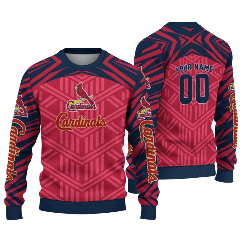 Personalized St Louis Cardinals Chevron Pattern Ugly Sweater 1