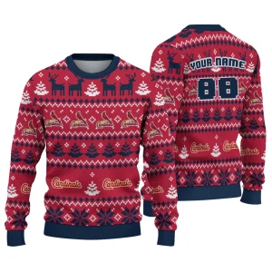 Personalized St Louis Cardinals Christmas Deer Ugly Sweater For Fans