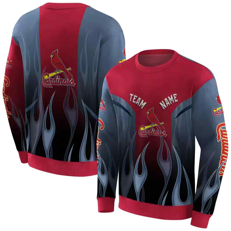 Personalized St Louis Cardinals Flame AOP Sweatshirt 1