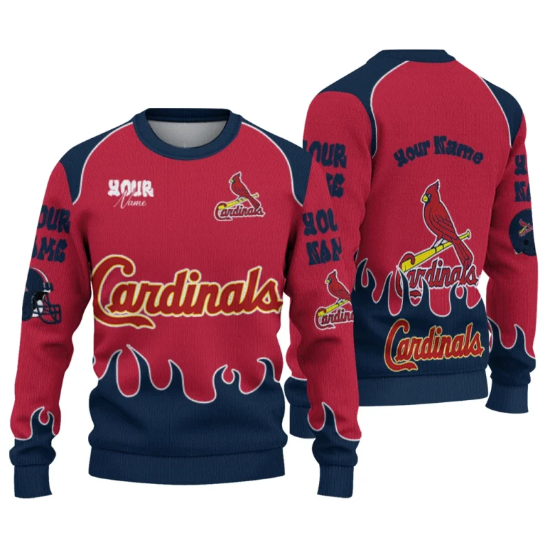 Personalized St Louis Cardinals Flame Border Ugly Sweater 1