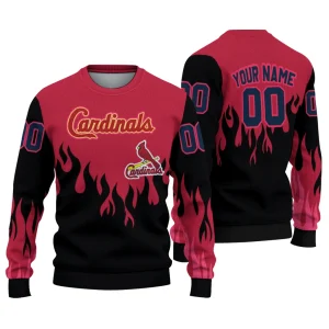 Personalized St Louis Cardinals Flame Outline Sweatshirt For Fans
