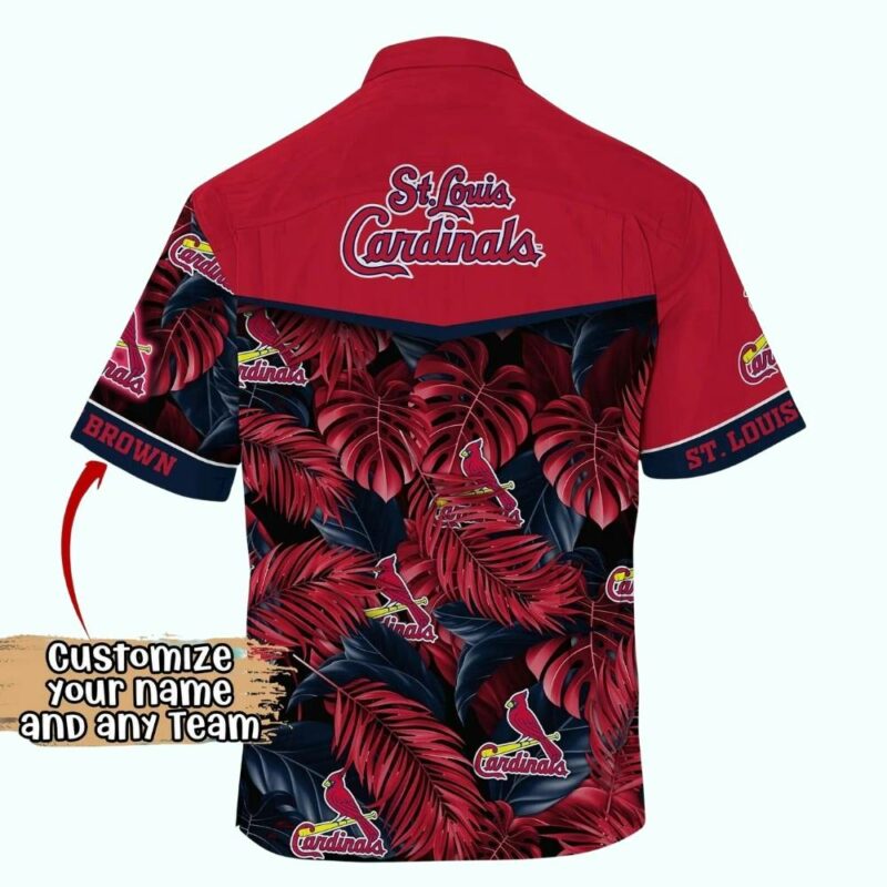 Personalized St Louis Cardinals Floral Leaf Aloha Hawaiian Shirt – Unisex Graphic Tee - Image 3