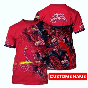 Personalized St Louis Cardinals Floral Tropical Print T-Shirt for Fans