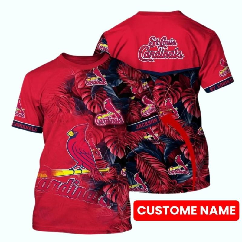 Personalized St Louis Cardinals Floral Tropical Print T-Shirt for Fans