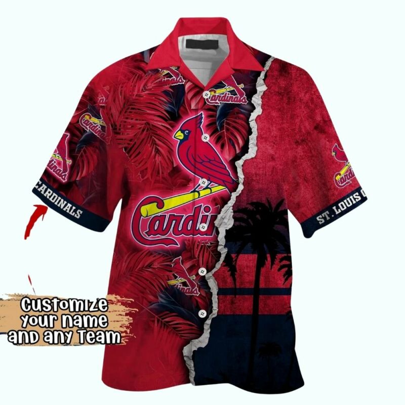 Personalized St Louis Cardinals Floral Tropical Hawaiian Shirt – Unisex Graphic Tee - Image 2