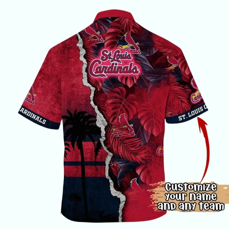 Personalized St Louis Cardinals Floral Tropical Hawaiian Shirt – Unisex Graphic Tee - Image 3