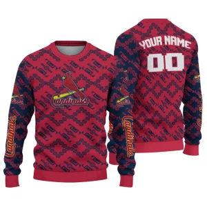 Personalized St Louis Cardinals Ugly Sweater With Lattice Grid Design