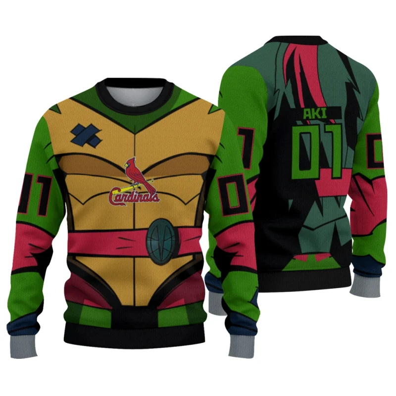 Personalized St Louis Cardinals Ninja Turtle Ugly Sweater 1