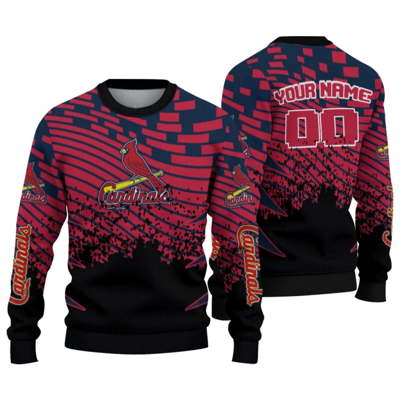 Personalized St Louis Cardinals Pixel Flow Ugly Sweater 1