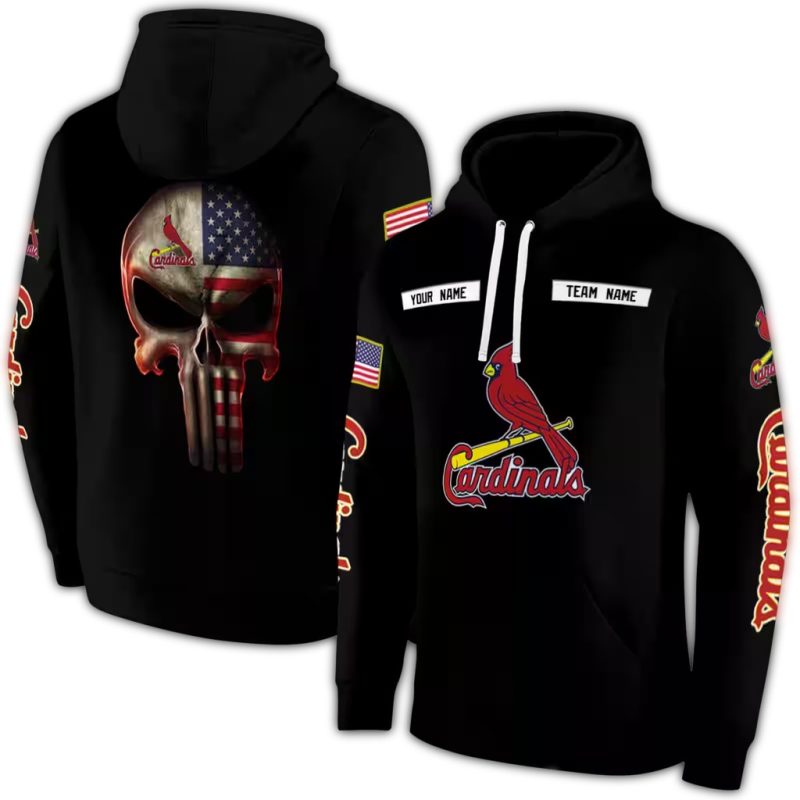 Personalized St Louis Cardinals Punisher Skull AOP Hoodie 1