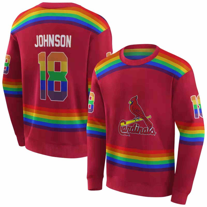 Personalized St Louis Cardinals Rainbow Stripes AOP Sweatshirt 1