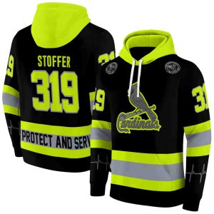 Personalized St Louis Cardinals Safety Motif Black Neon Green All Over Print Hoodie
