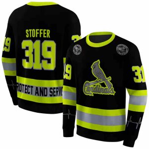 Personalized St Louis Cardinals Safety Motif Black Neon Green All Over Print Sweatshirt