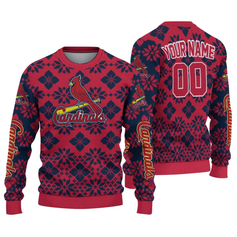 Personalized St Louis Cardinals Snowflake Matrix Ugly Sweater 1