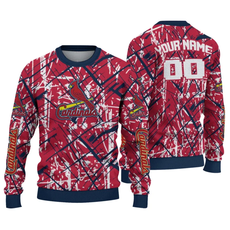 Personalized St Louis Cardinals Streak Overlay Ugly Sweater 1