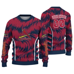 Personalized St Louis Cardinals Swirl Flow Ugly Christmas Sweater