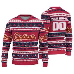 Personalized St Louis Cardinals Striped Ugly Sweater For Fans