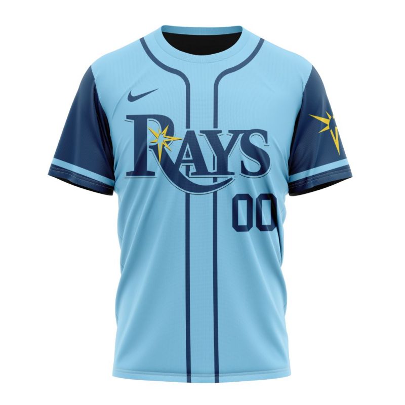 Personalized Tampa Bay Rays Alternate Blue AOP T Shirt 1