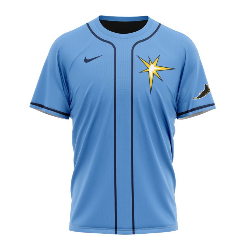 Personalized Tampa Bay Rays Alternate Kits Blue AOP T Shirt 1