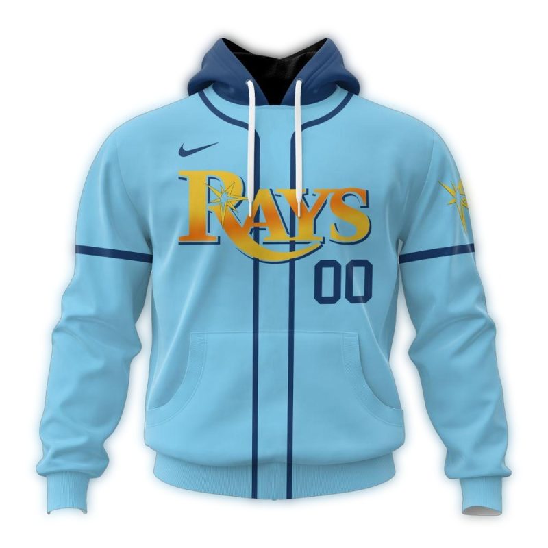 Personalized Tampa Bay Rays Alternate Stripe Blue AOP Hoodie 1