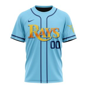 Personalized Tampa Bay Rays Alternate Stripe Blue All Over Print T-Shirt