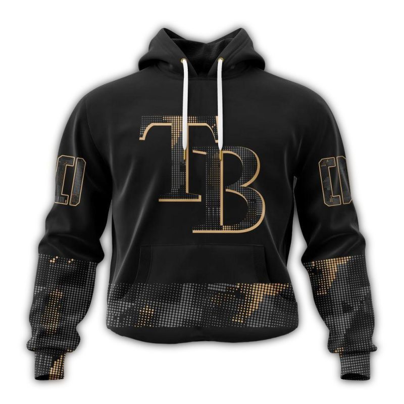 Personalized Tampa Bay Rays Armed Forces Day Black AOP Hoodie 1