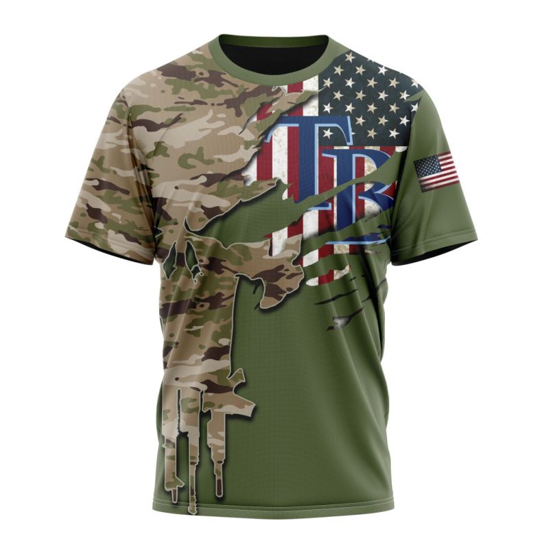 Personalized Tampa Bay Rays Camo For Veteran Day AOP T Shirt 1