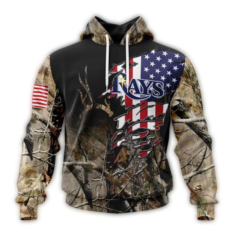 Personalized Tampa Bay Rays Camo Realtree Hunting AOP Hoodie 1