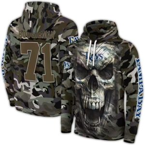 Personalized Tampa Bay Rays Camo Skull All Over Print Hoodie