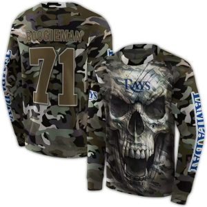 Personalized Tampa Bay Rays Camo Skull All Over Print Sweatshirt