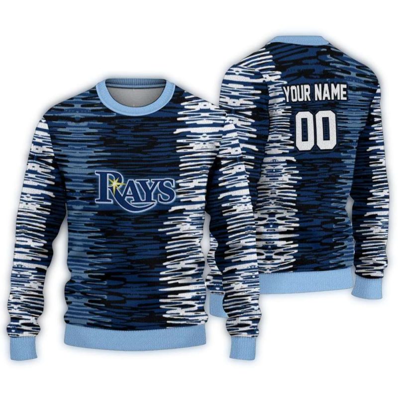 Personalized Tampa Bay Rays Camouflage Stripe Ugly Sweater 1