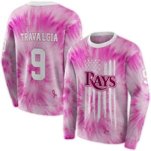 Personalized Tampa Bay Rays Cancer Support Pink All Over Print Sweatshirt